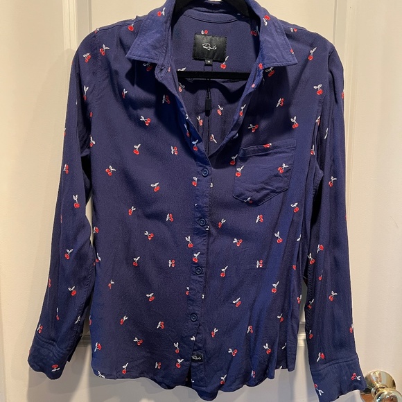 Rails Kate Cherry Print Button Down Shirt XS - Picture 1 of 6
